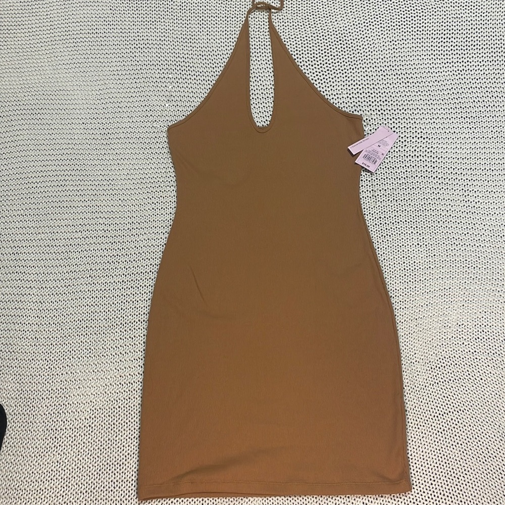 Brown ribbed halter top dress, size medium, new with tags, wild fable